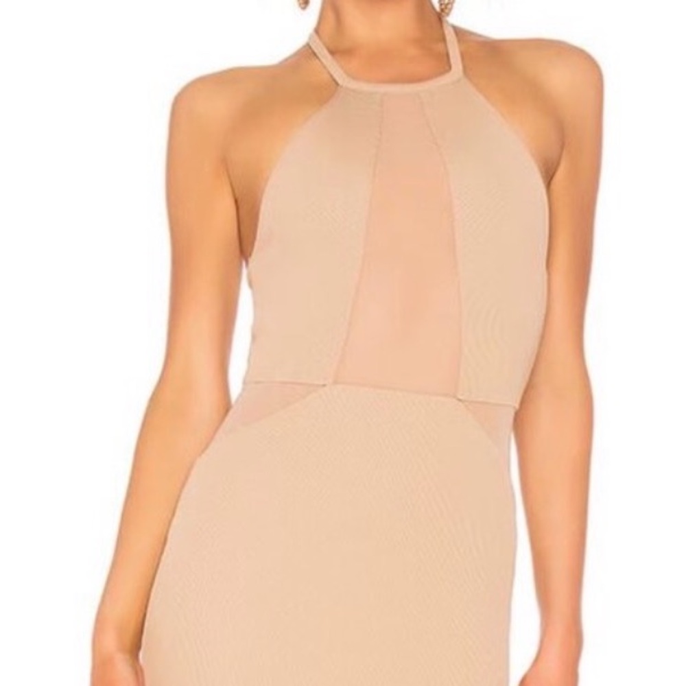 NBD Nude Sheer Cutout Halter Dress